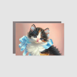 Vintage Calico Kitten Illustration Car Magnet
