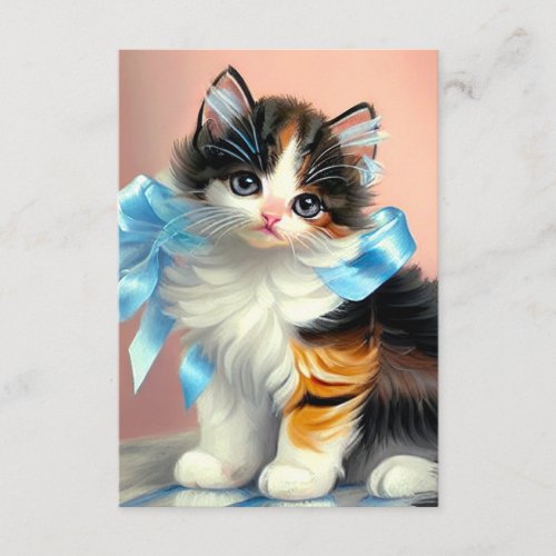 Vintage Calico Kitten Illustration Enclosure Card