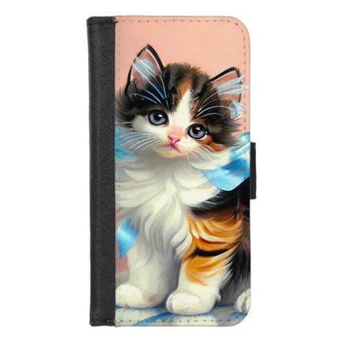 Vintage Calico Kitten Illustration iPhone 87 Wallet Case