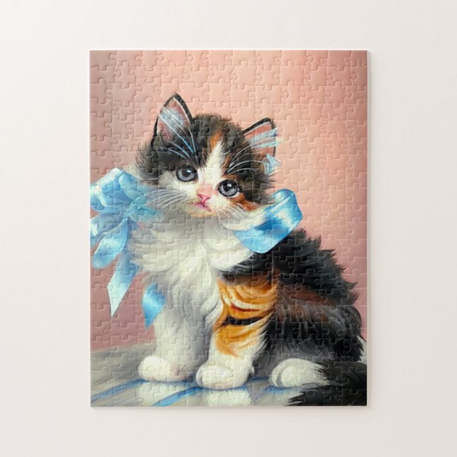 Vintage Calico Kitten Illustration Jigsaw Puzzle (Vertical)