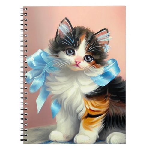 Vintage Calico Kitten Illustration Notebook