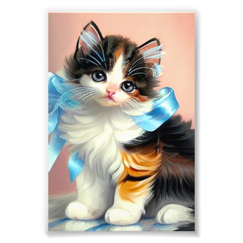 Vintage Calico Kitten Illustration Photo Print