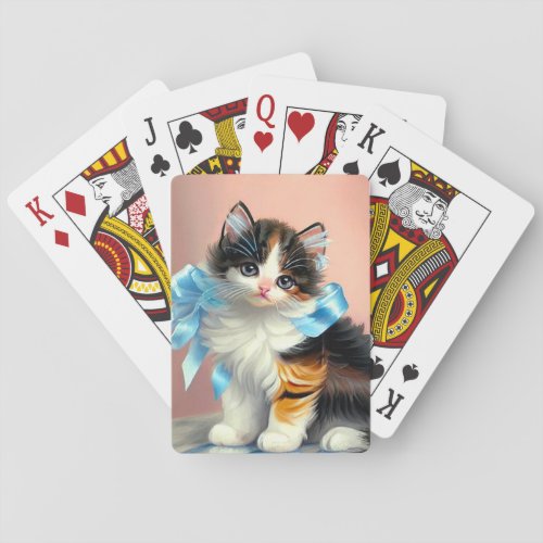 Vintage Calico Kitten Illustration Poker Cards