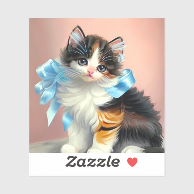 Vintage Calico Kitten Illustration Sticker (Sheet)