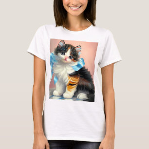 Vintage Calico Kitten Illustration T-Shirt