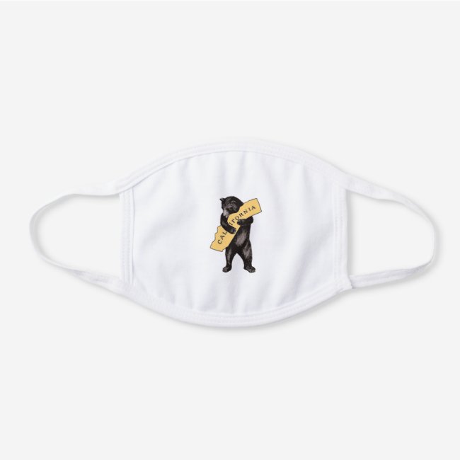 Vintage California Bear White Cotton Face Mask