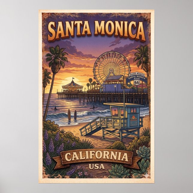 Vintage California Coast Pier Poster (Front)