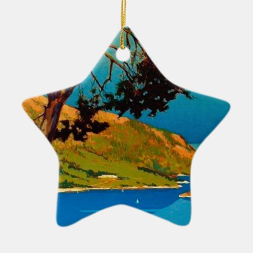 Vintage California Coast Travel Ceramic Ornament