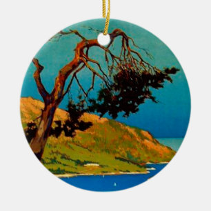 Vintage California Coast Travel Ceramic Ornament