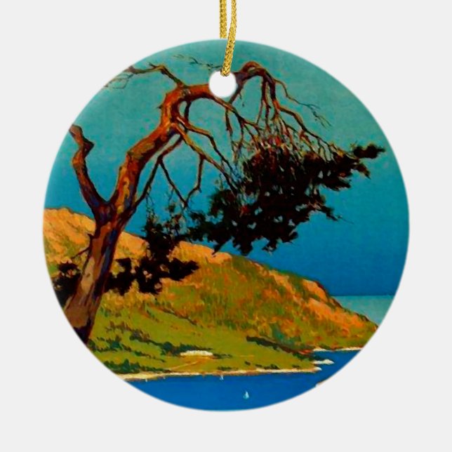 Vintage California Coast Travel Ceramic Ornament (Front)