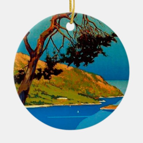 Vintage California Coast Travel Ceramic Ornament