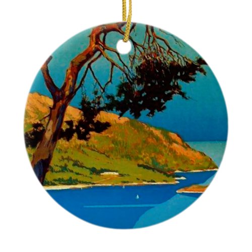 Vintage California Coast Travel Ceramic Ornament