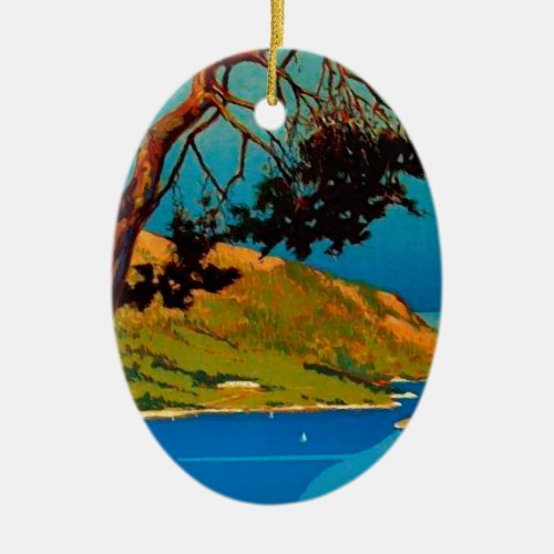 Vintage California Coast Travel Ceramic Ornament