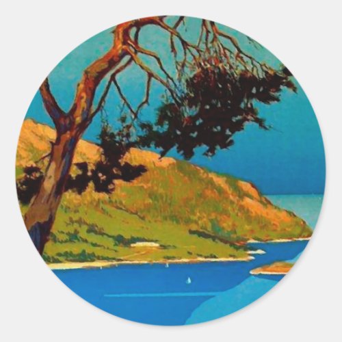 Vintage California Coast Travel Classic Round Sticker