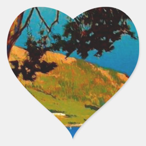 Vintage California Coast Travel Heart Sticker