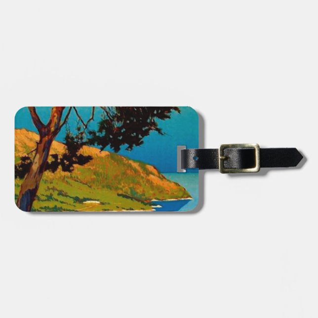Vintage California Coast Travel Luggage Tag (Front Horizontal)