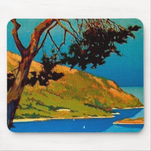 Vintage California Coast Travel Mouse Pad