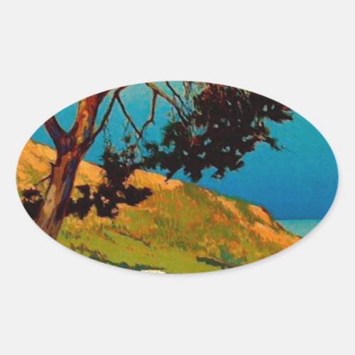 Vintage California Coast Travel Oval Sticker