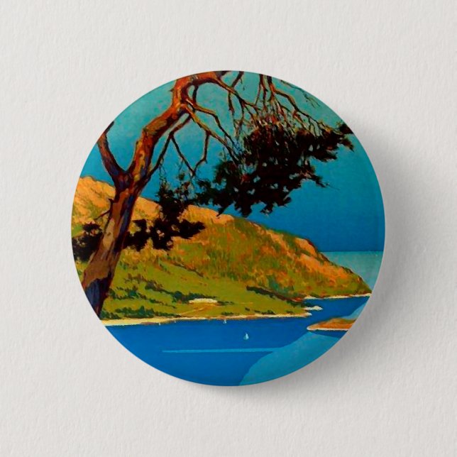 Vintage California Coast Travel Pinback Button (Front)