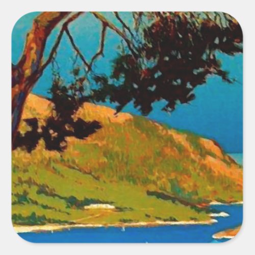 Vintage California Coast Travel Square Sticker