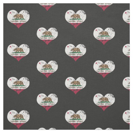 Vintage California Flag Hearts Fabric