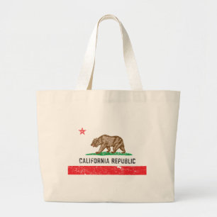 Vintage California Flag Large Tote Bag