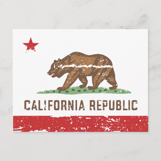 Vintage CALIFORNIA Flag Postcard (Front)