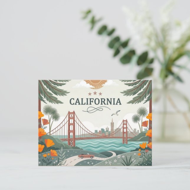 Vintage California Golden Gate Bridge  Holiday Postcard (Standing Front)