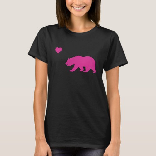 Vintage California Love Hot Pink Bear  Heart T_Shirt
