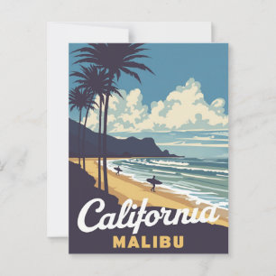 Vintage California Malibu Beach Surfer Postcard