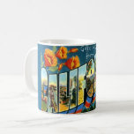 Vintage California Mug<br><div class="desc">A stunning vintage postcard greeting from California. If you prefer a different color background on the mug it's easy to change it!</div>