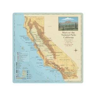 Vintage California National Parks Map Art