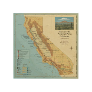 Vintage California National Parks Map Art
