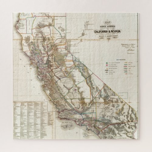Vintage California Nevada Historic Map USA Jigsaw Puzzle