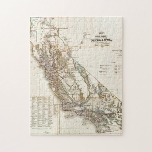 Vintage California Nevada Historic Map USA Jigsaw Puzzle