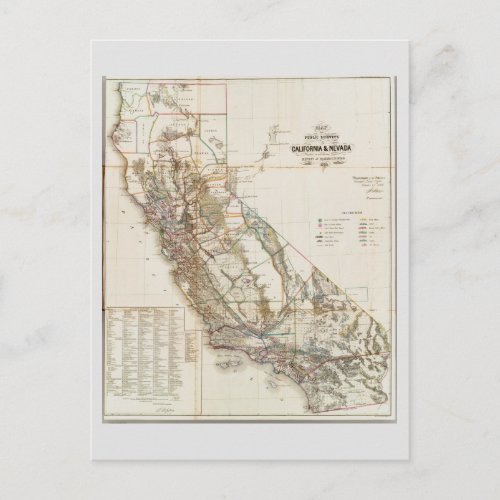 Vintage California Nevada Historic Map USA Postcard