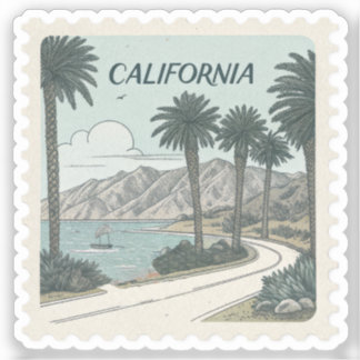 Vintage California Pacific Coast Highway Stamp Sticker
