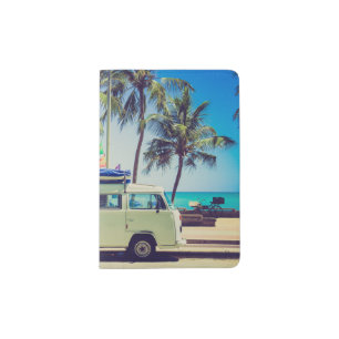 Vintage California Paradise Beach Camper Bus Poste Passport Holder