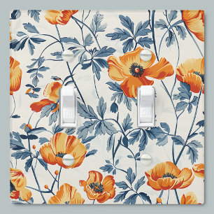 Vintage California Poppy Double Switch Plate Cover