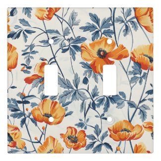 Vintage California Poppy Double Switch Plate Cover