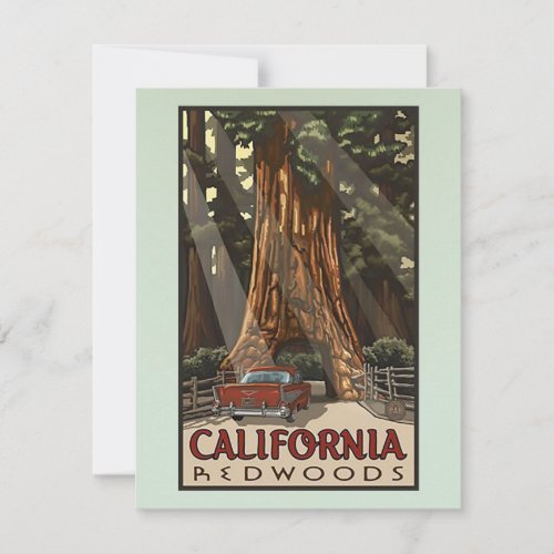 Vintage California Redwoods Travel Note Card