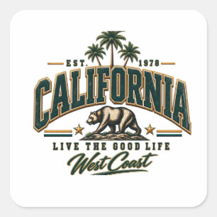 Vintage California Republic Men's Varsity Hoodie Square Sticker