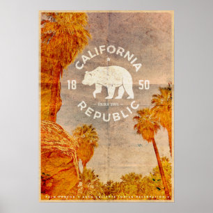 Vintage California Republic Travel Poster