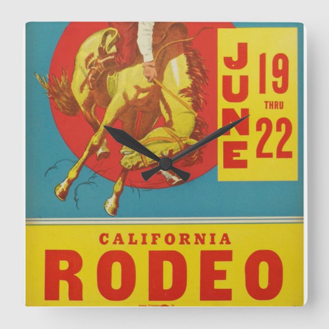Vintage California Rodeo Poster Clock (Front)