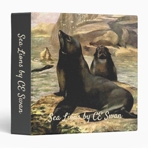 Vintage California Sea Lions by CE Swan 3 Ring Binder