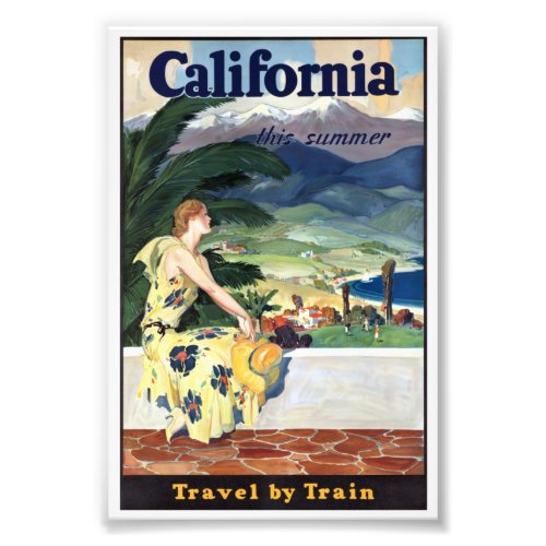Vintage California Summer Travel by Train Poster