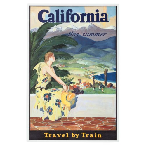 Vintage California Summer Travel by Train Poster