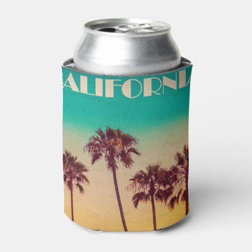 Vintage California Sunset Beach Can Cooler