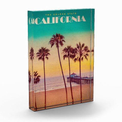 Vintage California Sunset Beach Photo Block