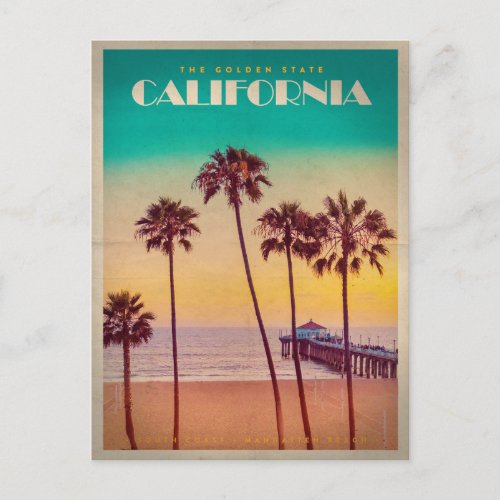 Vintage California Sunset Beach Postcard